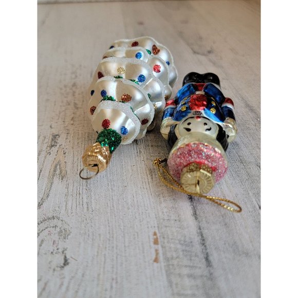 Nutcracker Christmas tree blown glass ornament set light unique - Picture 4 of 5